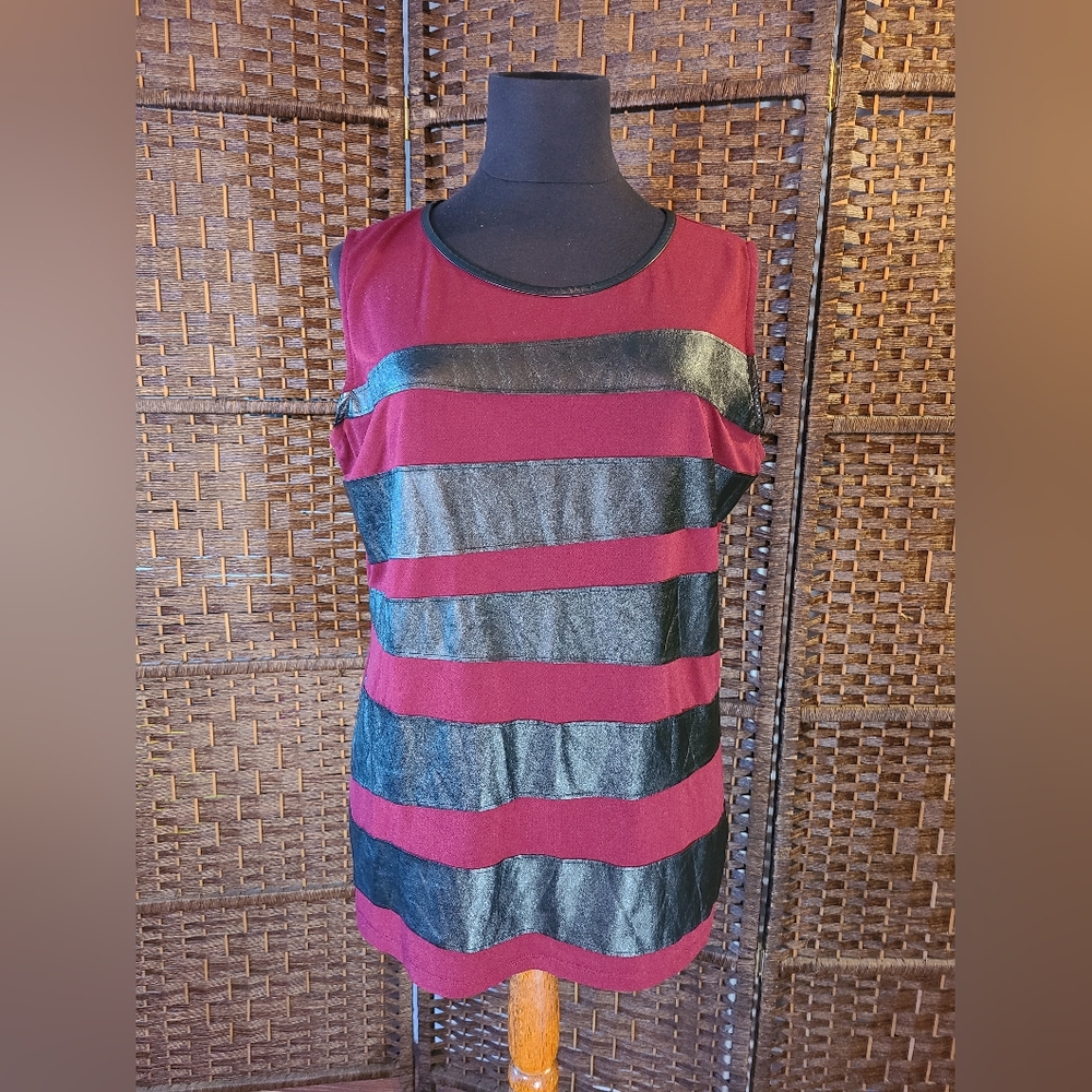 Alfani Burgundy and Black Top